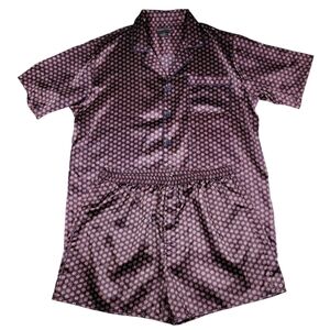 Robert Louis XL Silk Blend Pajama Set Short Sleeve Top Shorts Geometric